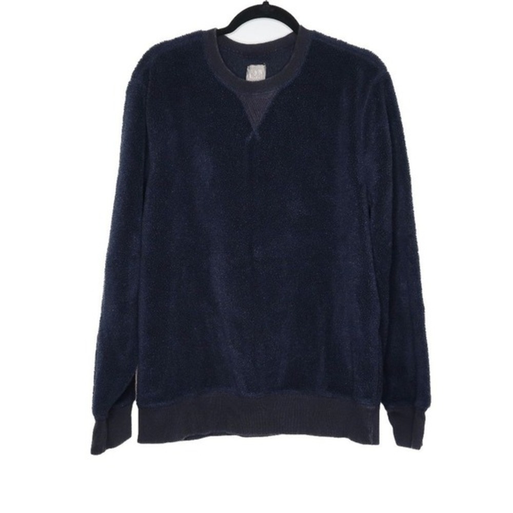 Gap Sweats Mens Large Navy Blue Sherpa‎ Fleece Crewneck Sweatshirt Pullover
